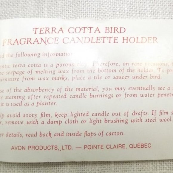 Vintage Avon Terracotta Bird NOS Candlette Holder - Picture 5 of 9